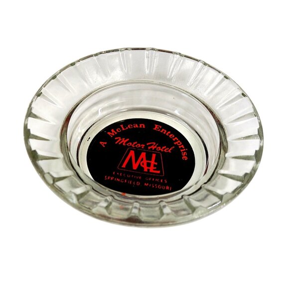 McLean Motor Hotel Ashtray Route 66 Springfield MO 1960s Glass Vintage - Picture 2 of 3